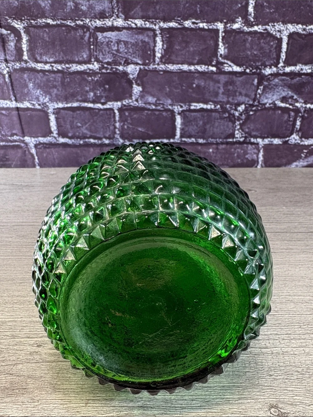Vintage Green Diamond Glass Genie Bottle